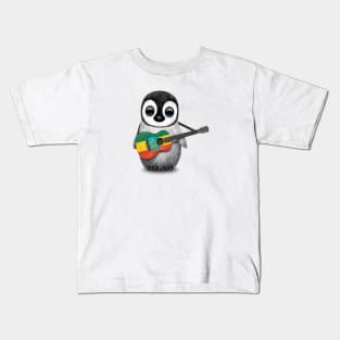 Baby Penguin Playing Ethiopian Flag Guitar Kids T-Shirt